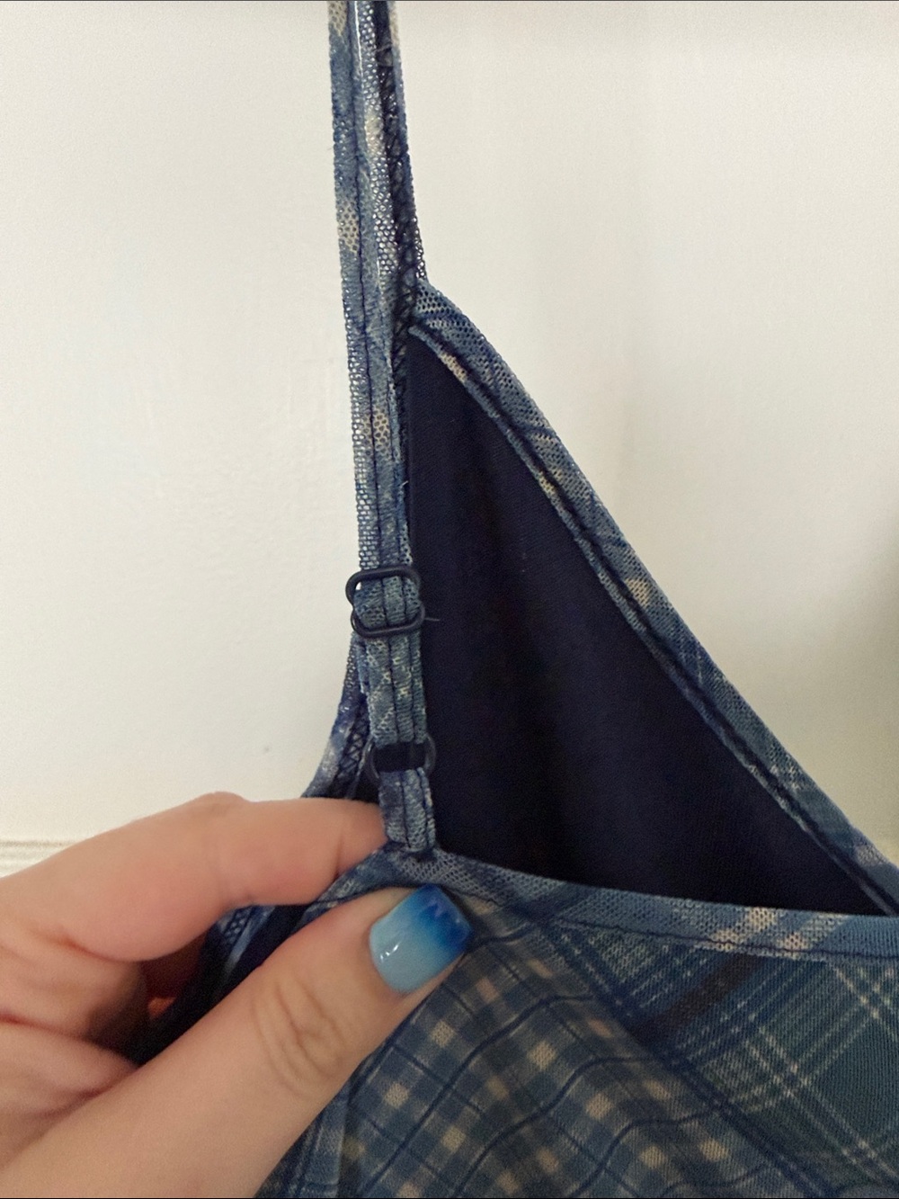 American Eagle Outfitters Blue Plaid Maxi Slip Dress - Picture 3 of 6